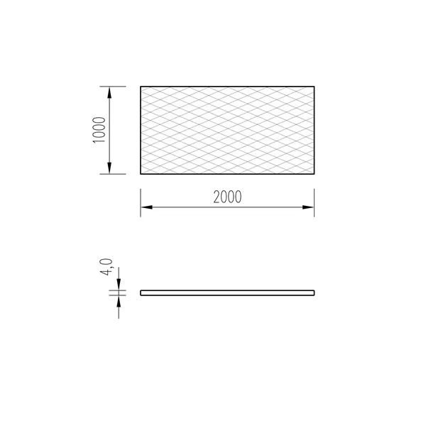 Plech rýha 4mm/1x2m