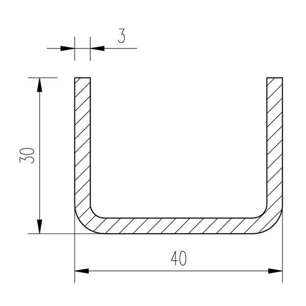 Jekl U 40x30x30x3