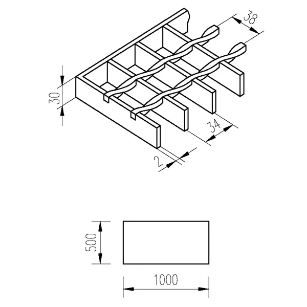 Rošt svařovaný 500x1000/30x2 surový