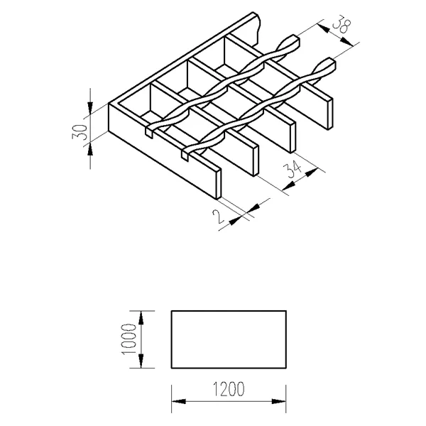 Rošt svařovaný 1200x1000/30x2 surový