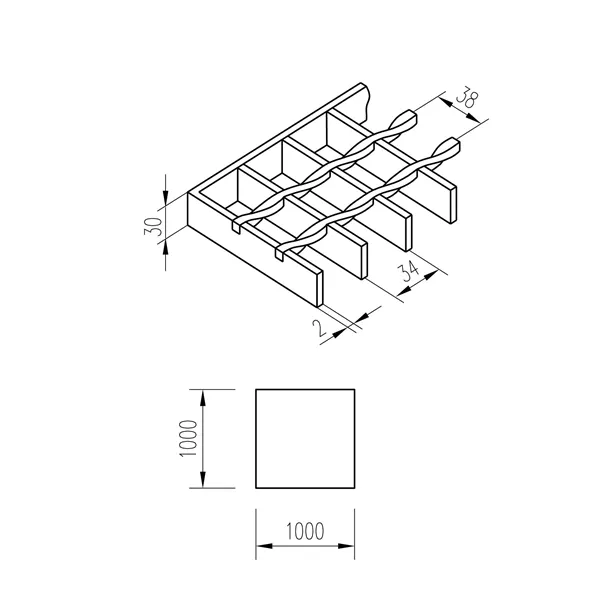 Rošt svařovaný 1000x1000/30x2 surový
