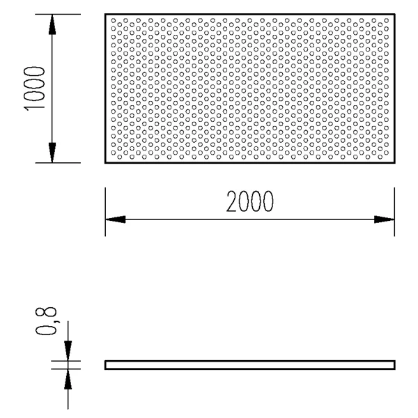 Plech děrovaný 0,8mm/1x2m kruh 5-8