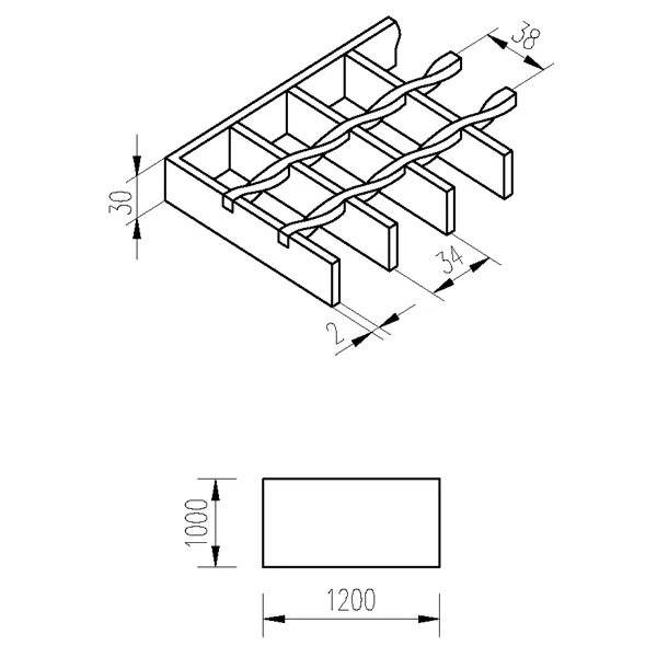 Rošt svařovaný 1200x1000/30x2 pozinkovaný