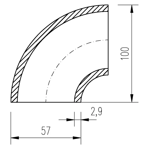 Koleno varné 57x2,9 90°