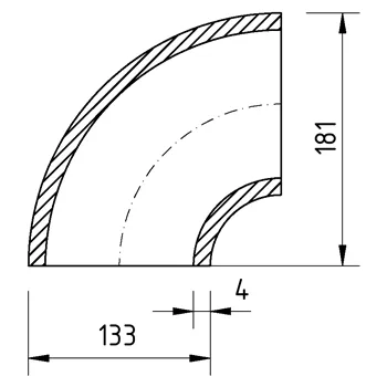 Koleno varné 133x4,0 90°