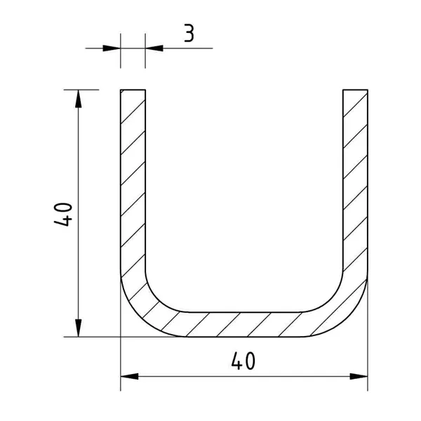 Jekl U 40x40x40x3