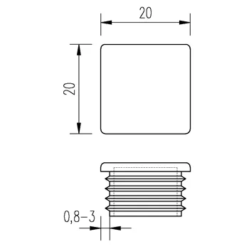 Zátka čtvercová 20x20 /0,8x3