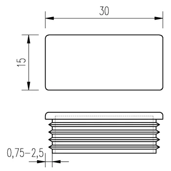 Zátka obdélníková 30x15 /0,75-2,5