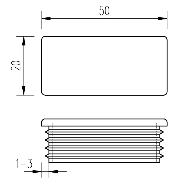 Zátka obdélníková 50x20 /1-3