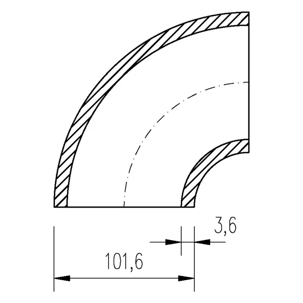 Koleno varné 101,6x3,6 90°