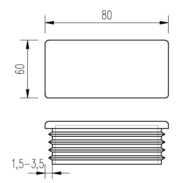Zátka obdélníková 80x60 /1,5-3,5