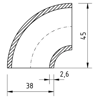 Koleno varné 38x2,6 90°