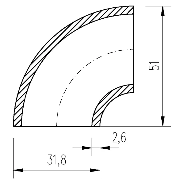 Koleno varné 31,8x2,6 90°