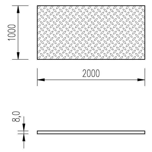 Plech slza 8mm/1x2m