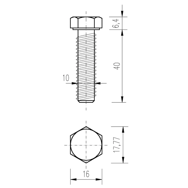 DIN 933 Zn M10x 40 8.8 šroub 6HR celý závit