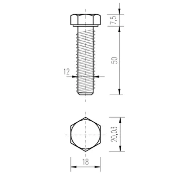 DIN 933 Zn M12x 50 8.8 šroub 6HR celý závit