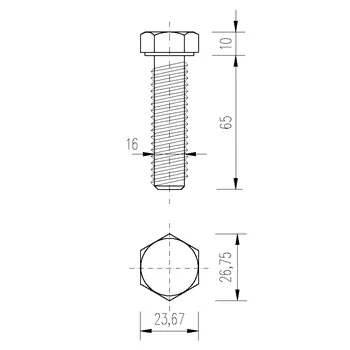 DIN 933 Zn M16x 65 8.8 šroub 6HR celý závit