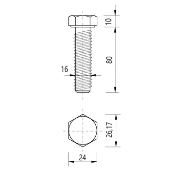 DIN 933 Zn M16x 80 8.8. šroub 6HR celý závit