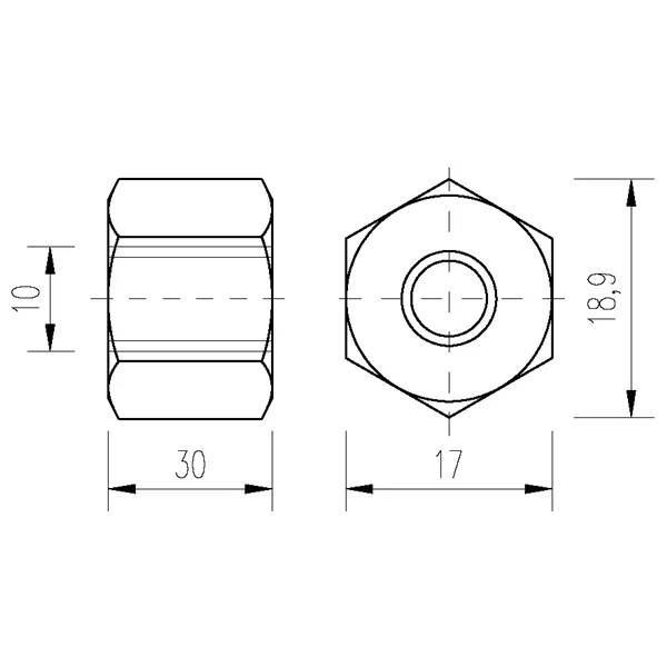 DIN 6334 Zn M10x30 matice prodloužená