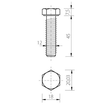 DIN 933 Zn M12x 45 8.8 šroub 6HR celý závit