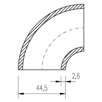 Koleno varné 44,5x2,6 90°