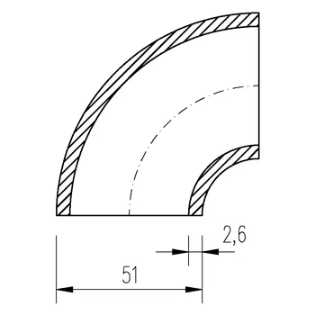 Koleno varné 51x2,6 90°