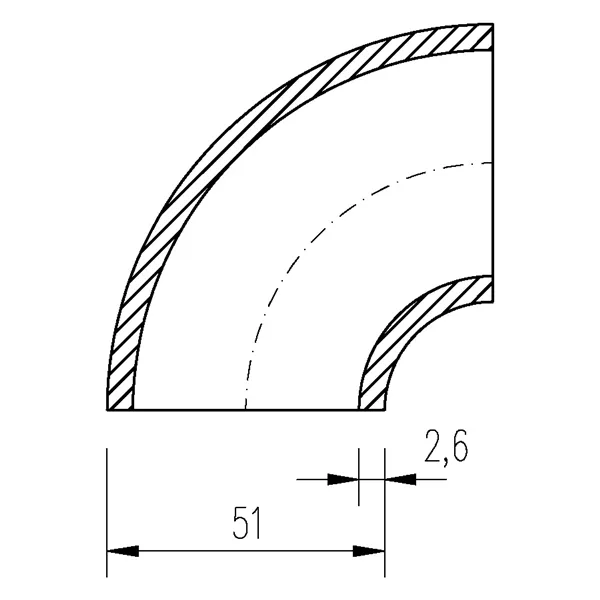 Koleno varné 51x2,6 90°