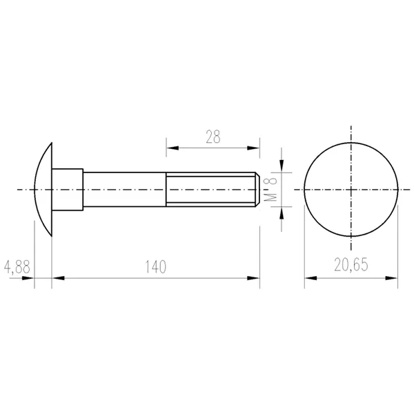 DIN 603 Zn M8x140 šroub vratový