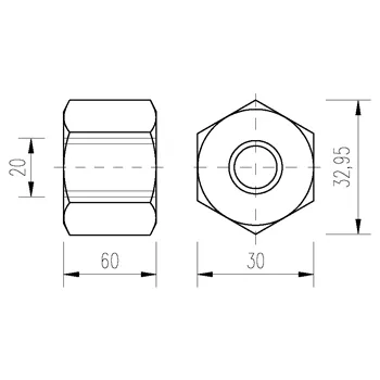 DIN 6334 Zn M20x60 matice prodloužená