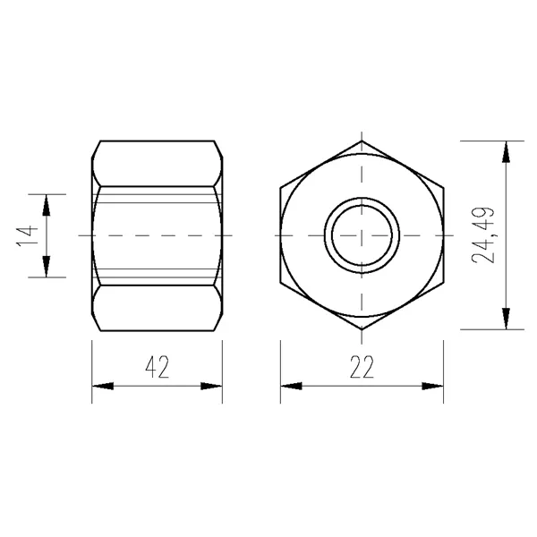 DIN 6334 Zn M14x42 matice prodloužená