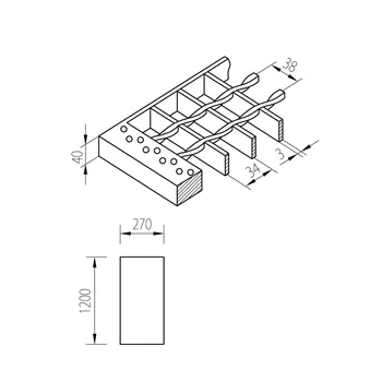 Schodišťový stupeň 1200x270/40x3 pozinkovaný