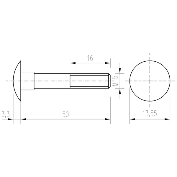 DIN 603 Zn M5x 50 šroub vratový