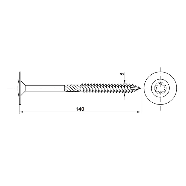 DIN 7997 Zn 8,0x140 vrut konstrukční límec T40