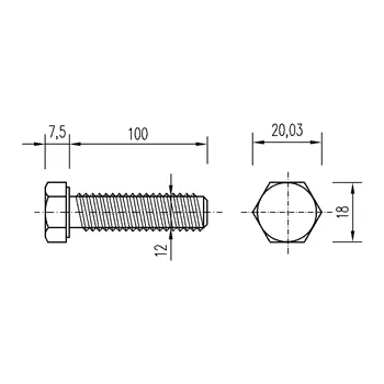 DIN 933 Zn M12x100 8.8 šroub 6HR celý závit