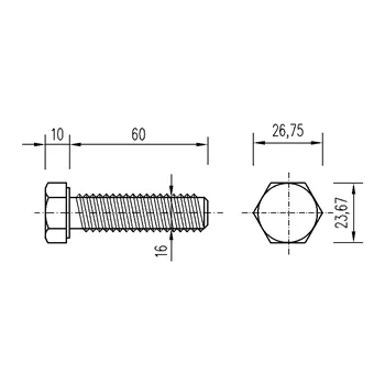 DIN 933 Zn M16x 60 8.8 šroub 6HR celý závit