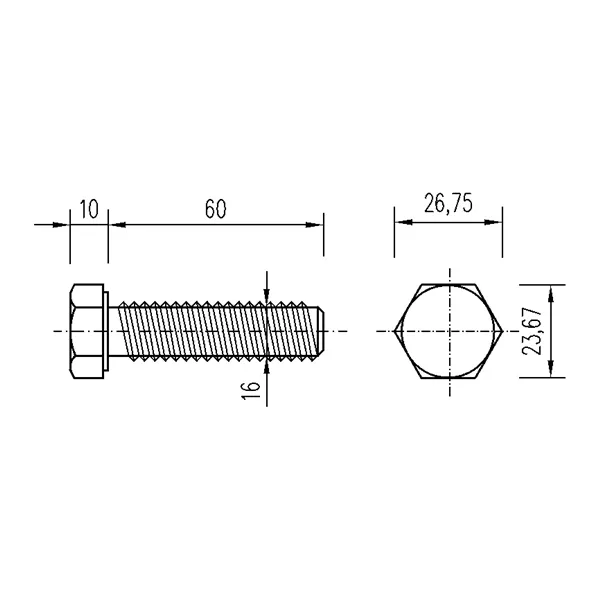 DIN 933 Zn M16x 60 8.8 šroub 6HR celý závit