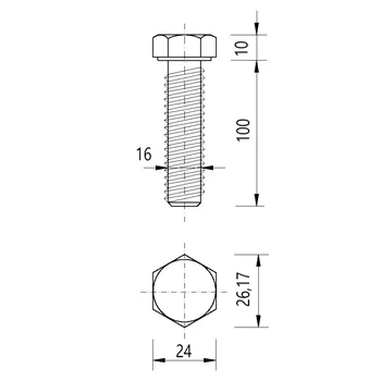 DIN 933 Zn M16x100 8.8 šroub 6HR celý závit