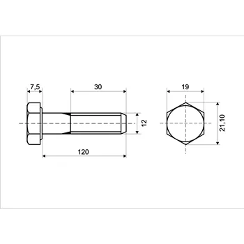 DIN 931 Zn M12x120 8.8 šroub 6HR částečný závit