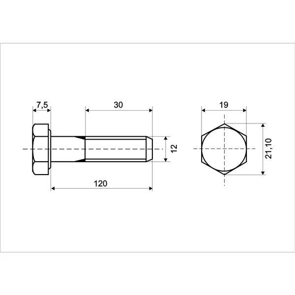 DIN 931 Zn M12x120 8.8 šroub 6HR částečný závit