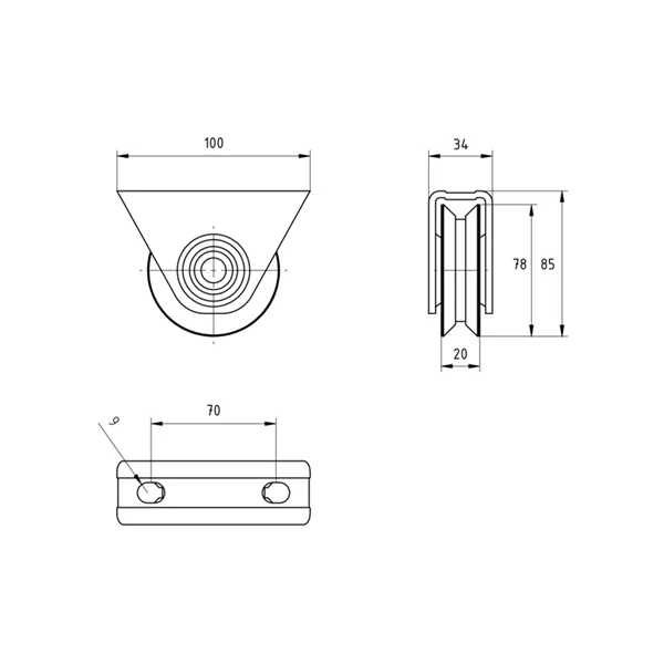 Kolečko pojezdu V 80mm Zn H/31V držák