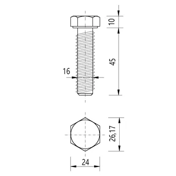 DIN 933 Zn M16x 45 8.8. šroub 6HR celý závit