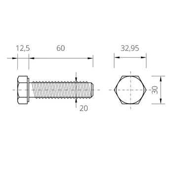 DIN 933 Zn M20x 60 8.8 šroub 6HR celý závit