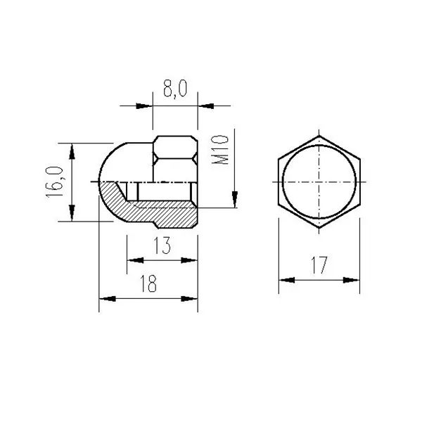 DIN 1587 Zn M10 matice klobouková