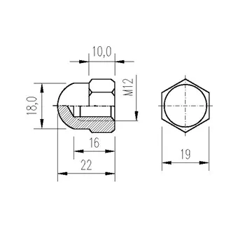 DIN 1587 Zn M12 matice klobouková