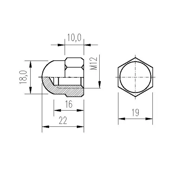 DIN 1587 Zn M12 matice klobouková