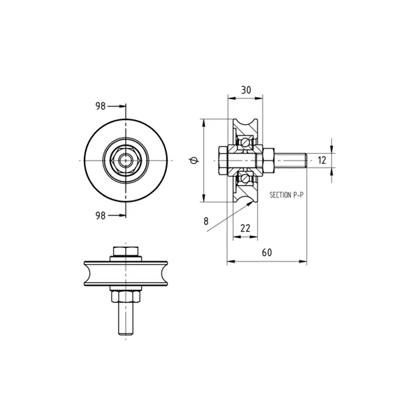 Kolečko pojezdu U 100mm Zn H/06U