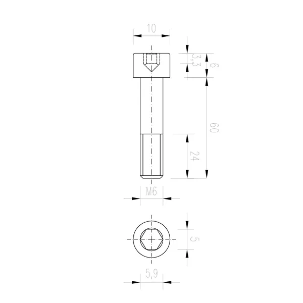 DIN 912 Zn M6x 60 8.8 šroub imbus válcová hlava