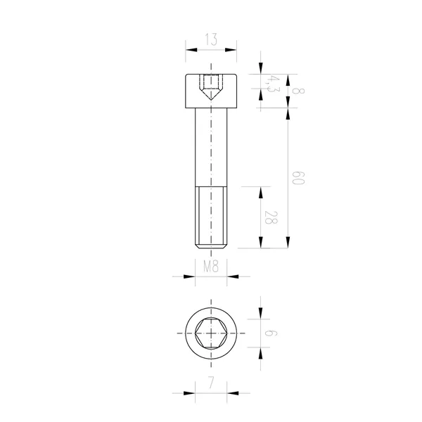 DIN 912 Zn M8x 60 8.8 šroub imbus válcová hlava