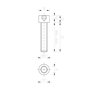 DIN 912 Zn M10x 25 8.8 šroub imbus válcová hlava