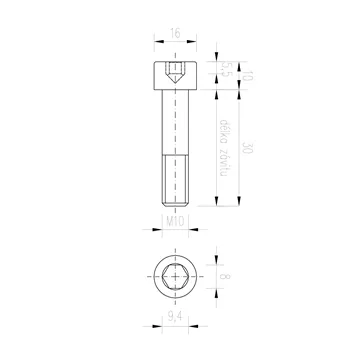 DIN 912 Zn M10x 30 8.8 šroub imbus válcová hlava